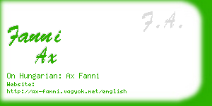 fanni ax business card